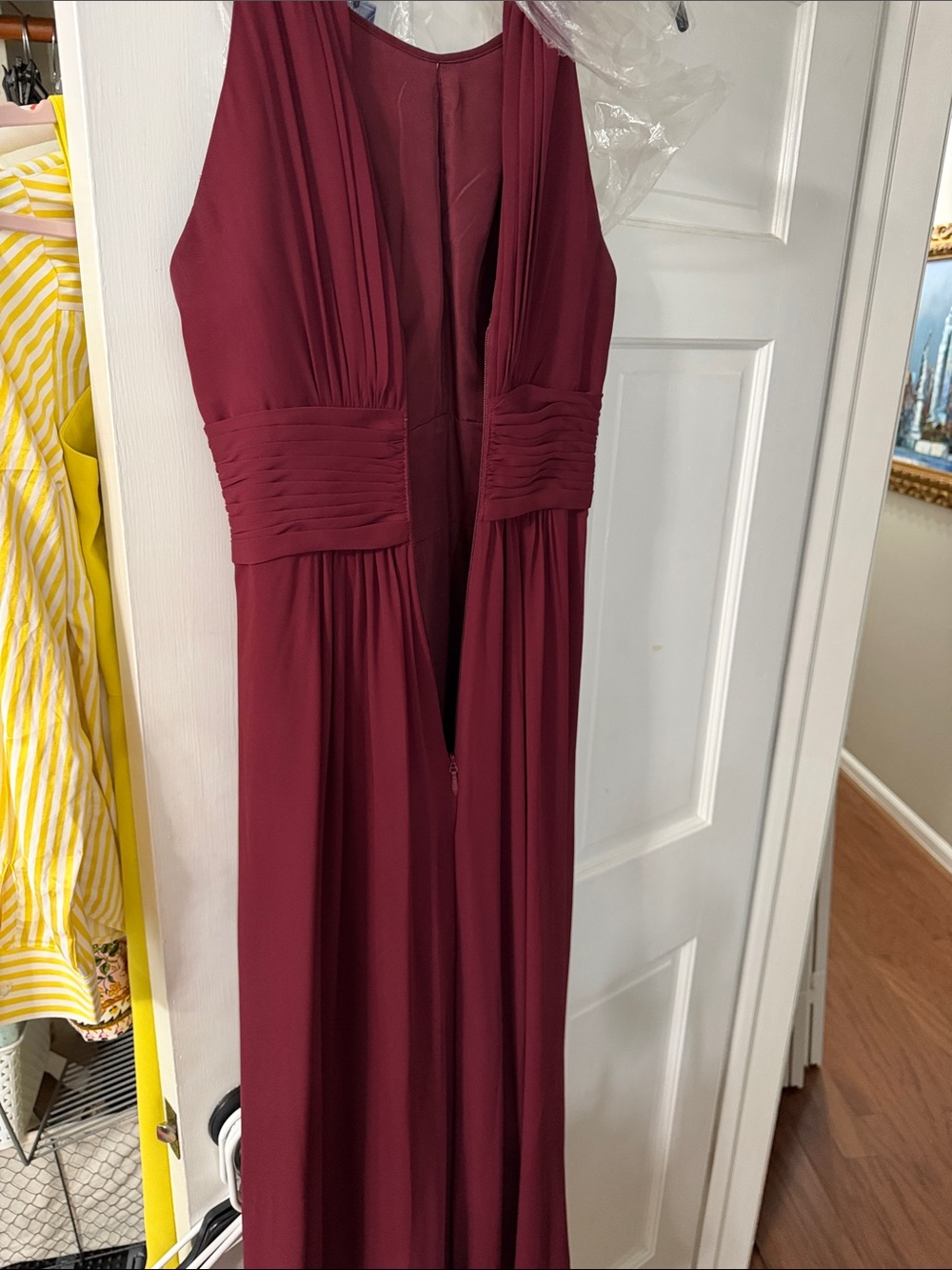 Azazie Burgundy Halter-Style Maxi Dress